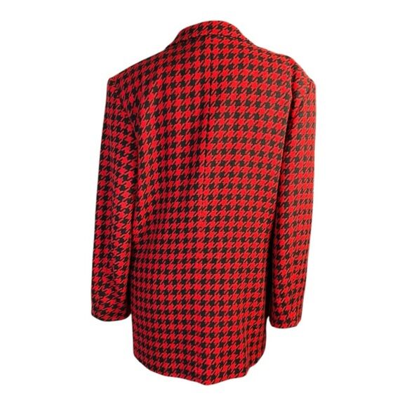 Jacqueline Ferrar Vintage Red & Black Houndstooth Blazer Women’s Size 10 - Picture 2 of 7